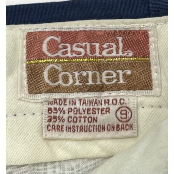 VTG CASUAL CORNER Womens SIZE 9 (26"x31") Navy High-Rise Flat Front CHINOS Pants - Picture 5 of 6